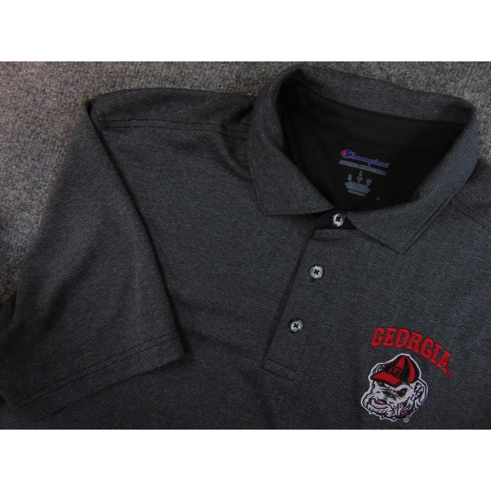 Georgia Bulldogs Polo Shirt Mens Large‎ Gray Heater Champion Golf Wear